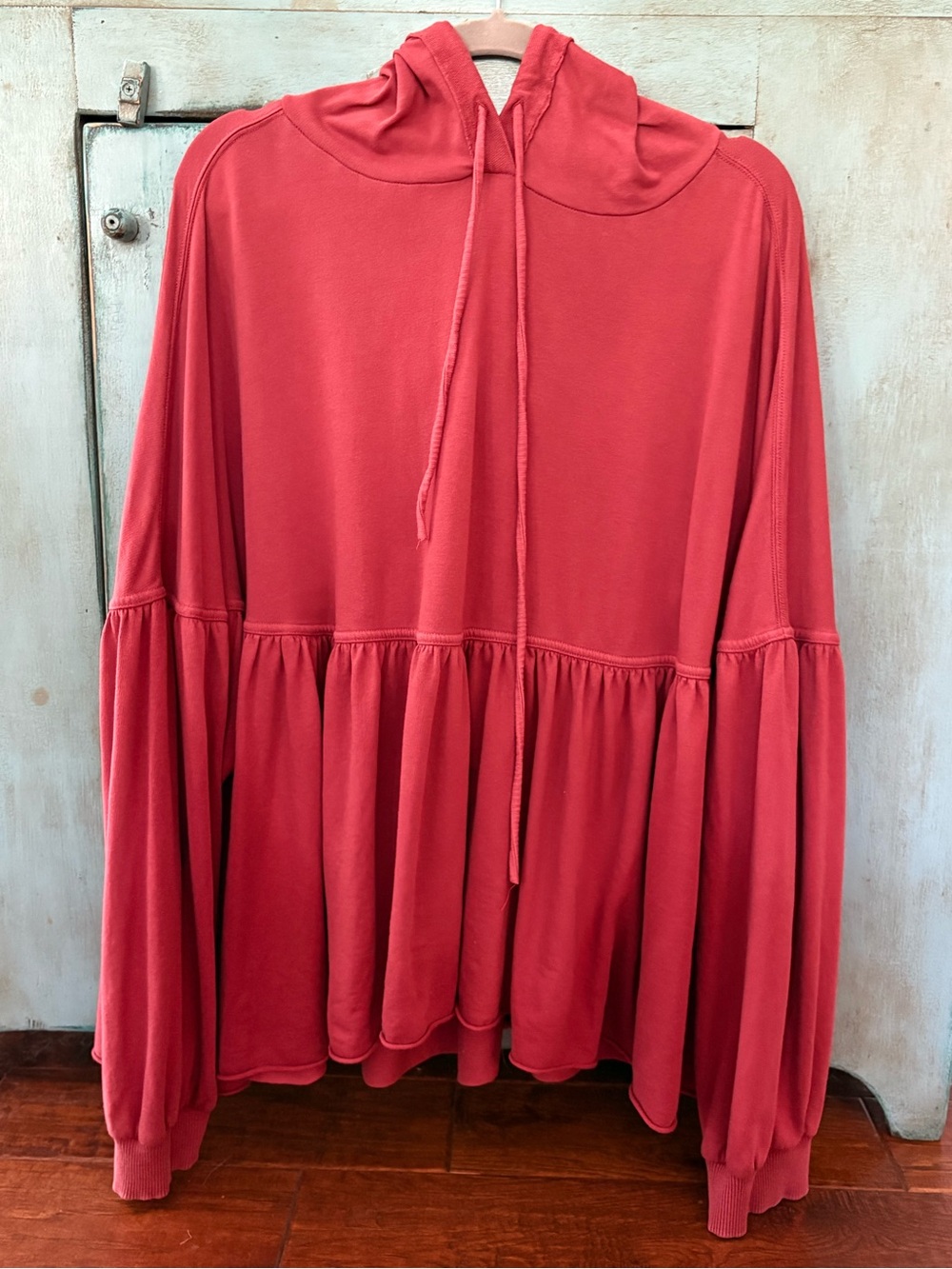 Aerie Red Peplum Hoodie | 100% Cotton | Size XL